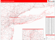 New York-Newark-Jersey City Metro Area Wall Map Red Line Style